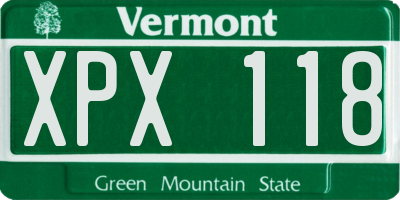 VT license plate XPX118