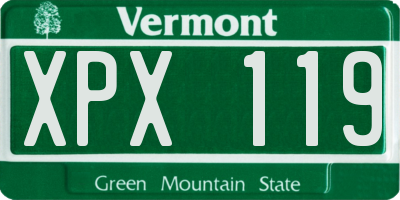 VT license plate XPX119