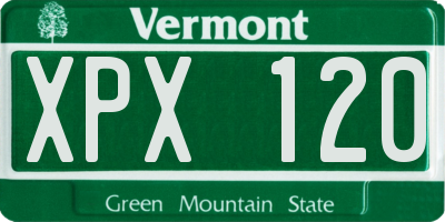 VT license plate XPX120