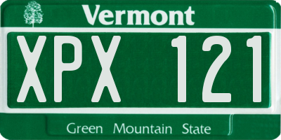 VT license plate XPX121