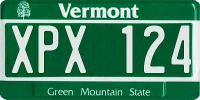 VT license plate XPX124