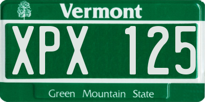 VT license plate XPX125
