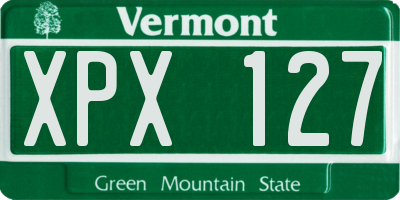 VT license plate XPX127