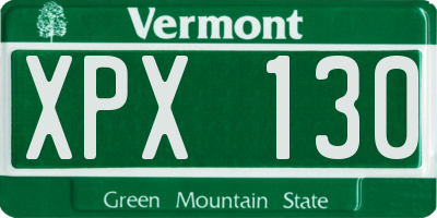 VT license plate XPX130