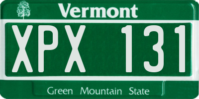 VT license plate XPX131