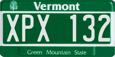 VT license plate XPX132