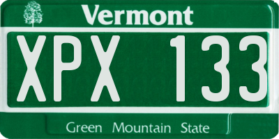 VT license plate XPX133