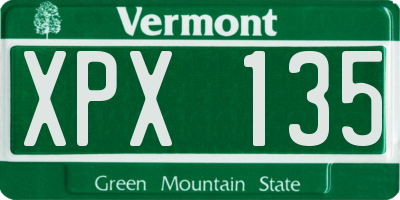 VT license plate XPX135