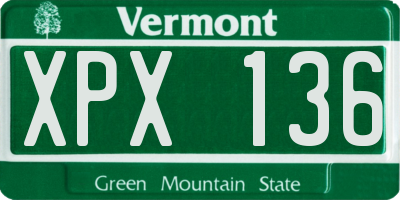 VT license plate XPX136