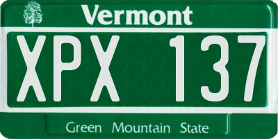 VT license plate XPX137