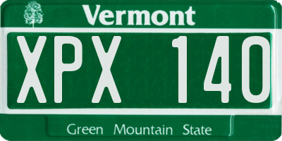 VT license plate XPX140