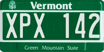 VT license plate XPX142
