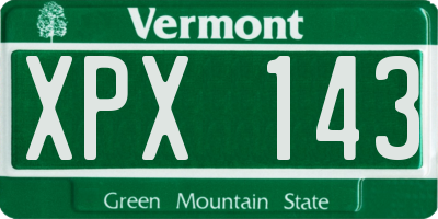 VT license plate XPX143