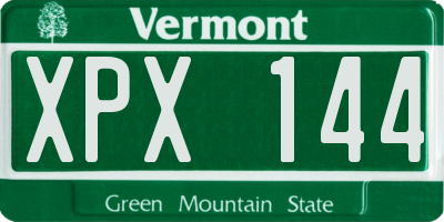 VT license plate XPX144