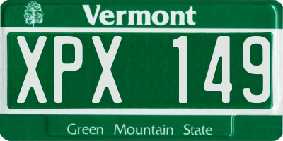 VT license plate XPX149