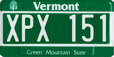 VT license plate XPX151