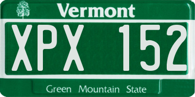 VT license plate XPX152