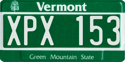 VT license plate XPX153