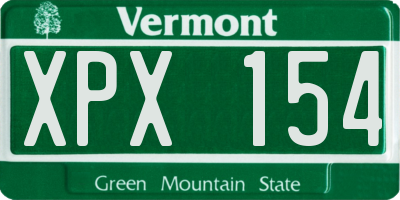 VT license plate XPX154