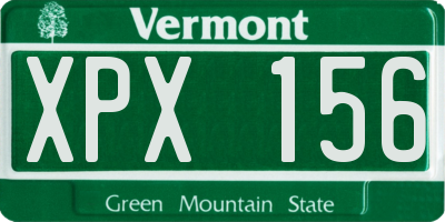 VT license plate XPX156