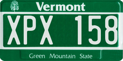 VT license plate XPX158