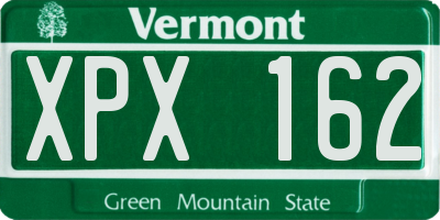 VT license plate XPX162