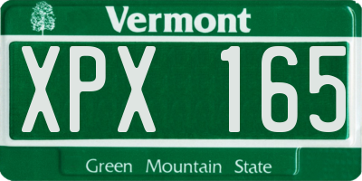 VT license plate XPX165