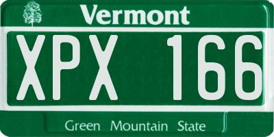 VT license plate XPX166