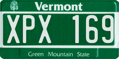 VT license plate XPX169