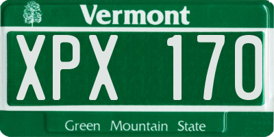 VT license plate XPX170