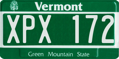 VT license plate XPX172