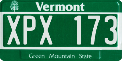 VT license plate XPX173