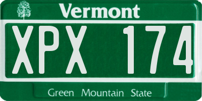 VT license plate XPX174