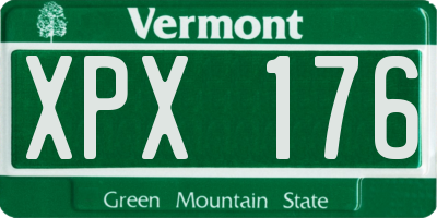 VT license plate XPX176