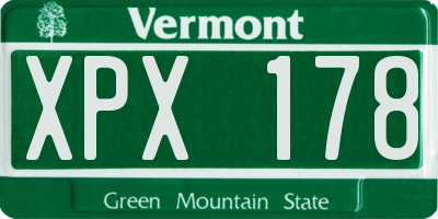 VT license plate XPX178