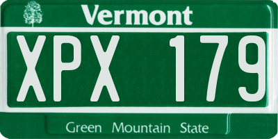 VT license plate XPX179