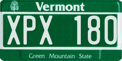 VT license plate XPX180