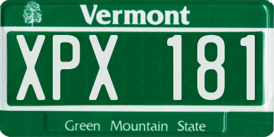 VT license plate XPX181