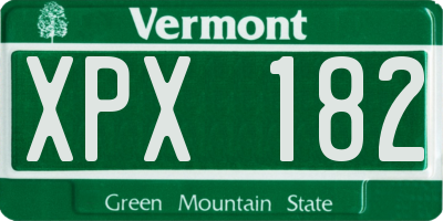 VT license plate XPX182