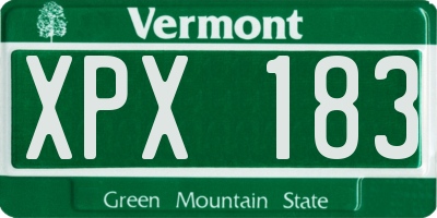 VT license plate XPX183