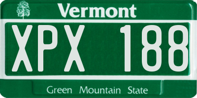 VT license plate XPX188