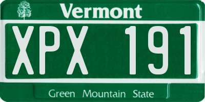 VT license plate XPX191