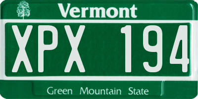 VT license plate XPX194