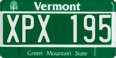 VT license plate XPX195