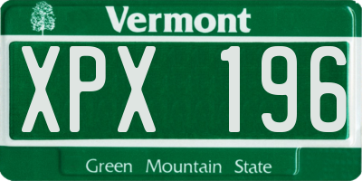 VT license plate XPX196