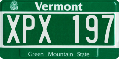 VT license plate XPX197
