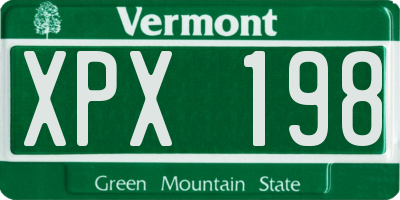 VT license plate XPX198