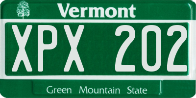 VT license plate XPX202