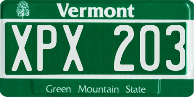 VT license plate XPX203