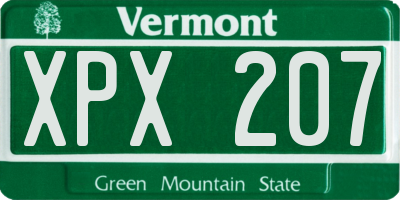 VT license plate XPX207